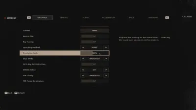 Resolution Scale slider set to 100 percent in the Halloween The Game settings menu showing the on-screen note that lowering the scale can improve performance
