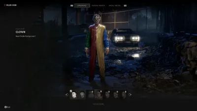 Clown Michael Myers skin screen in Halloween The Game with the on-screen requirement Reach Profile Prestige Level 1 under the name
