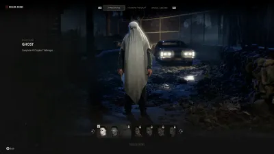 Ghost Michael Myers skin screen in Halloween The Game showing the unlock line Complete All Chapter Challenges printed under the skin name